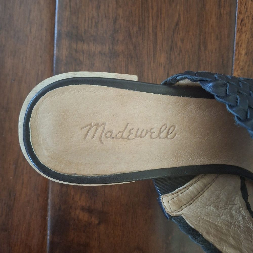 MADEWELL "The Kiera" Mule Sandal in Woven Leather- Black - Size 9 - Picture 7 of 8
